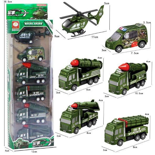 Đồ chơi mô hình ô tô, máy bay công trình xây dựng, quân đội phát triển kỹ năng nhận biết cho bé - Bộ 6 chiếc