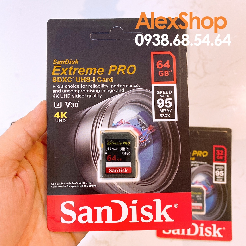 Thẻ Nhớ SDXC SanDisk Extreme Pro U3 V30 170M/s 95M/s/ 128Gb/ 64Gb/ 32Gb