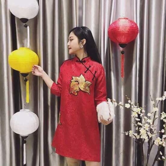 [LOẠI 1] VÁY GẤM CÁ KIMSA ĐỎ MAY MẮN AN LÀNH | BigBuy360 - bigbuy360.vn