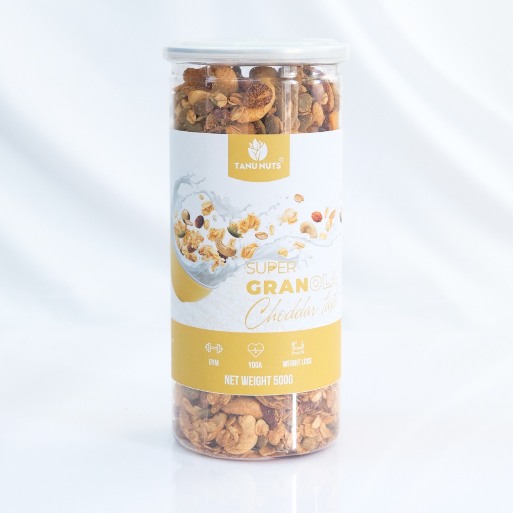 Granola ăn kiêng vị phô mai 15% yến mạch TANU NUTS, ngũ cốc siêu hạt tốt cho gym,yoga, bà bầu.