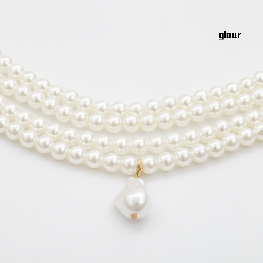 Vòng cổ choker nhiều lớp đính ngọc trai nhân tạo thời trang thanh lịch cho nữ