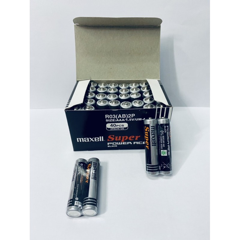 Hộp 40 viên pin carbon Maxell AAA R03 Super Power Ace Black
