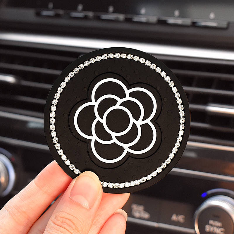 Miếng lót ly nước silicon camellia chống mài mòn trang trí đa năng thời trang cao cấp nội thất ô tô S3Un