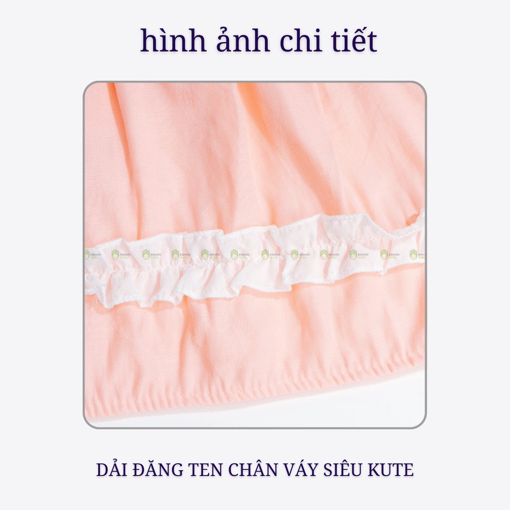 Váy Bé Gái Cổ Sen Đính Nơ Điệu Đà Dáng BabyDoll Cực Xinh, Đầm Cho Bé Mặc Hè CKV01