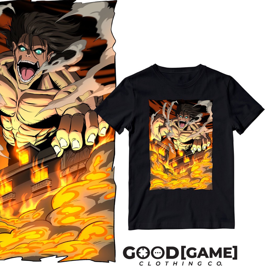 (HOT) Mẫu áo thun Attack on Titan Anime Eren Attack Titan Cotton đẹp giá rẻ