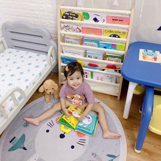 Kệ đựng sách, kệ sách gỗ cho bé GU DECOR WOODEN giá sách 7 tầng bằng vải kèm khung gỗ cao cấp