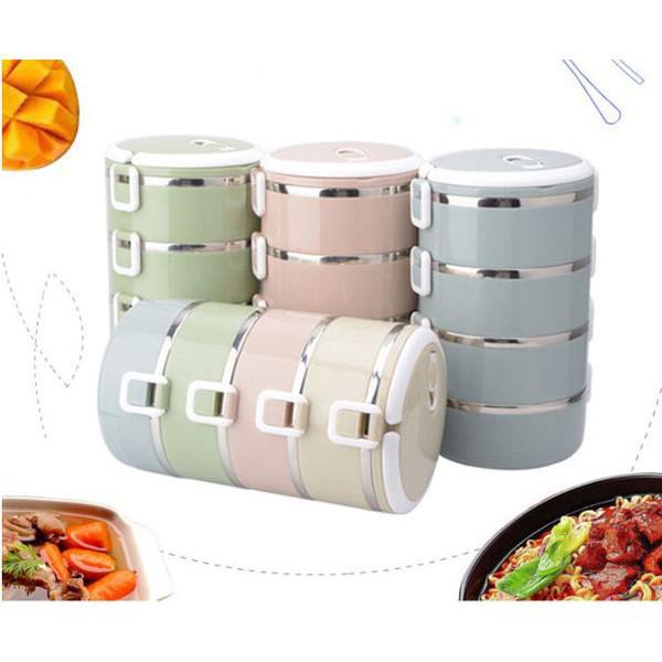 Hộp Đựng Cơm 4 Tầng Lúa Mạch Lõi Inox Có Quai Sách Tiện Dụng