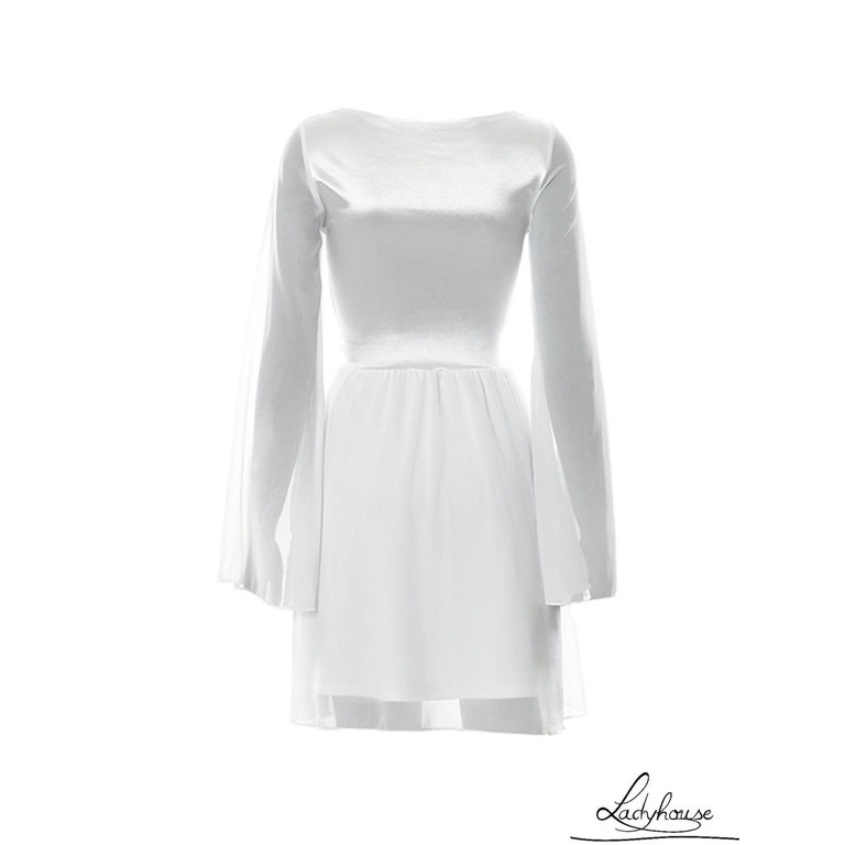 Đầm Tay Dài Phối Lưới Màu Trơn Thời Trang Dành Cho Nữ