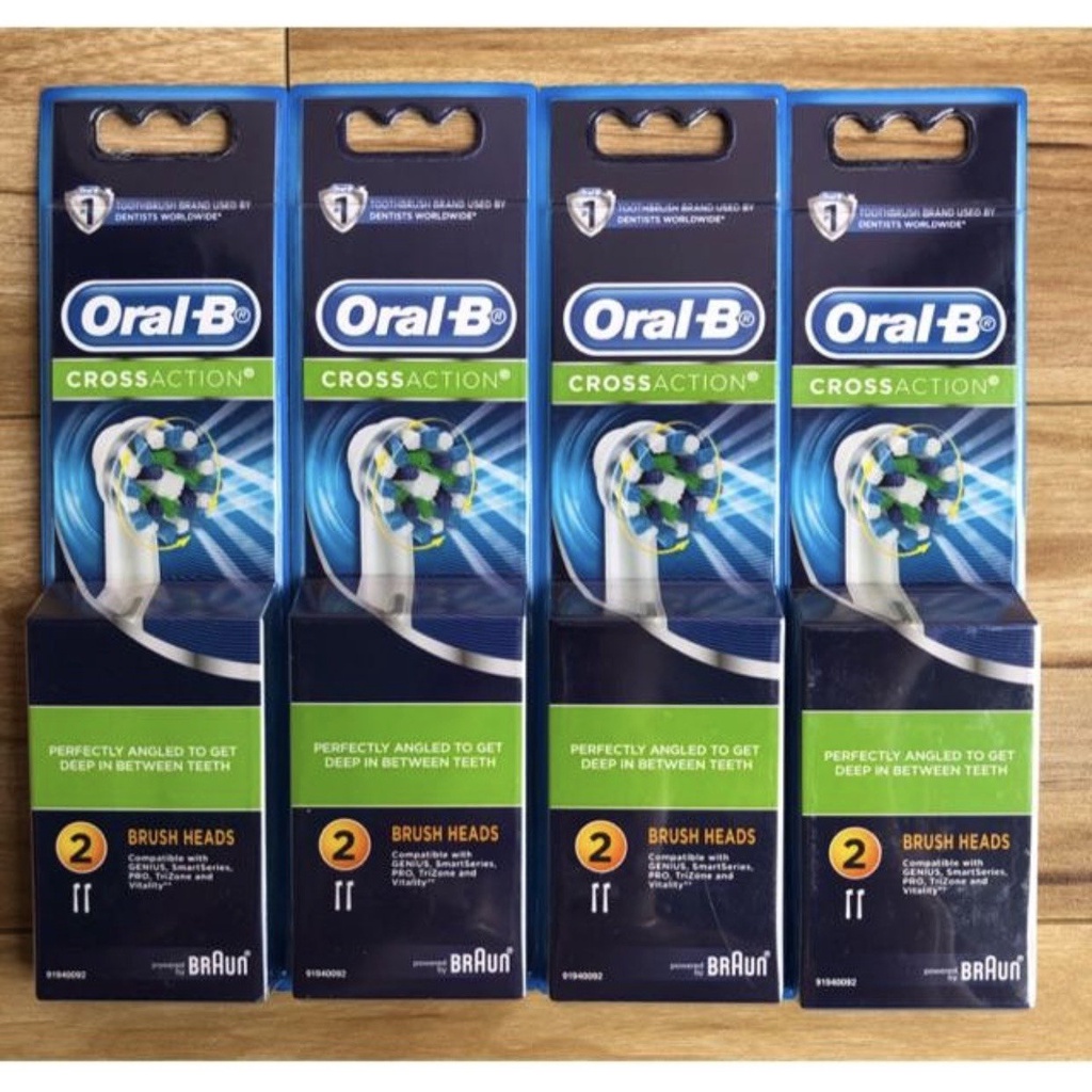 Set 4 đầu bàn chải chính hãng oral b Cross Action, Floss, 3Dwhite, sensitive, precition