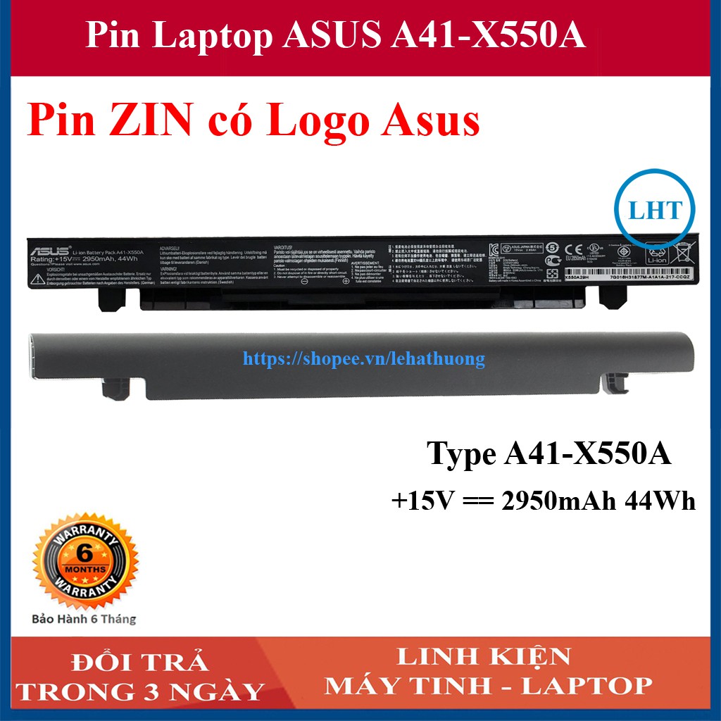 Pin Laptop Asus A41-X550A X452 X450C X550 P550 X450 X552 P450 K450 X452L X550C P550L nhập khẩu