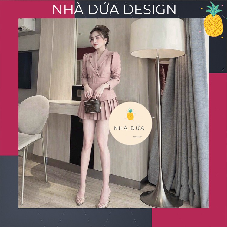 Set áo vest kèm thắt lưng và chân váy cao cấp kèm hình thật phong cách thanh lịch dễ phối đồ Nhà Dứa