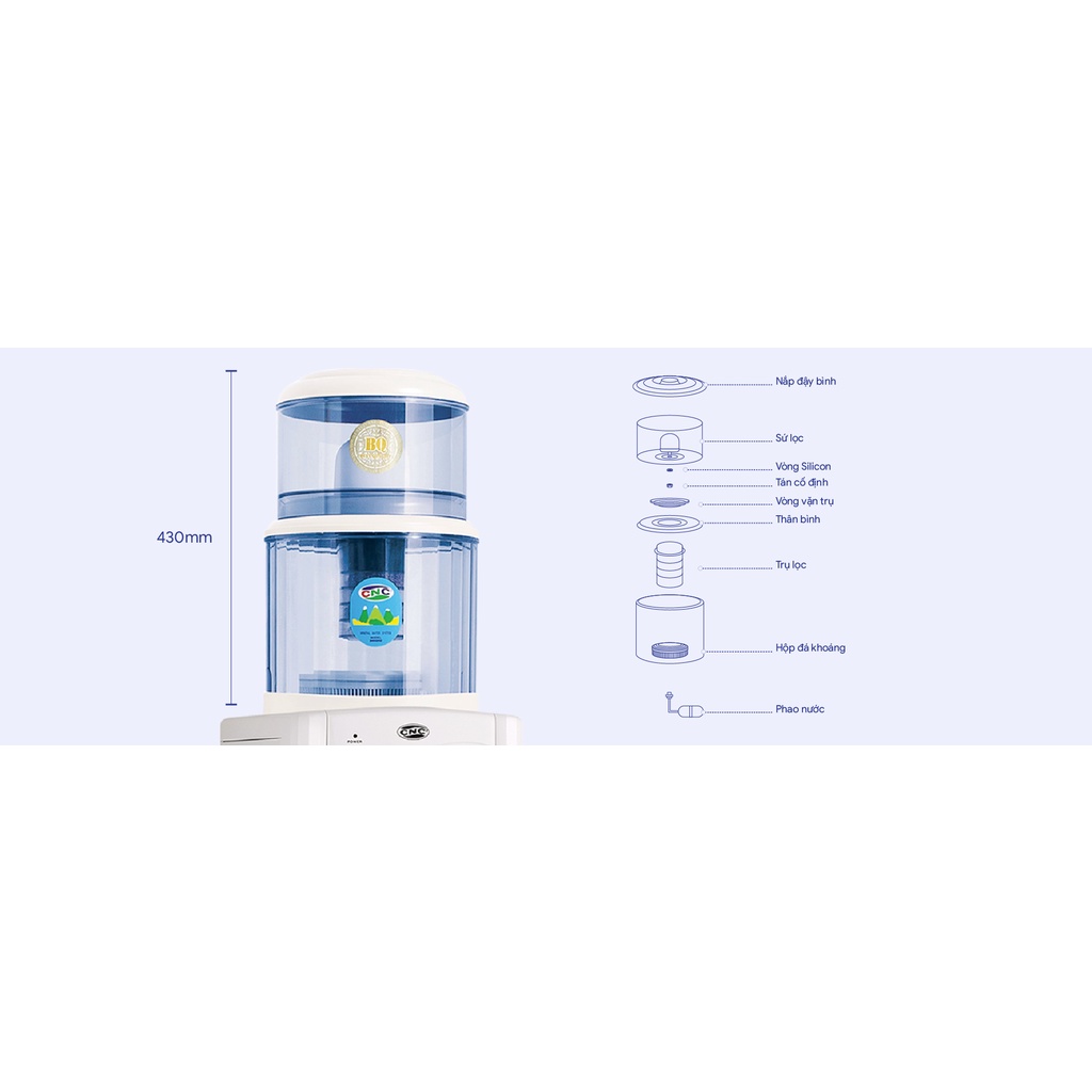 Bình Lọc Nước CNC - TOP để bàn thiết kế bình úp lên các máy làm nước uống nóng lạnh