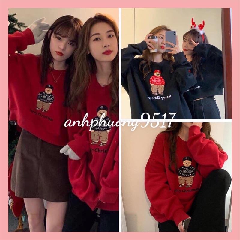 Áo Nỉ Noel Gấu Tuyết Dáng Croptop Nữ [FREESHIP] Sweater giáng sinh form rộng tay bồng, merry christmas cá tính Ulzzang