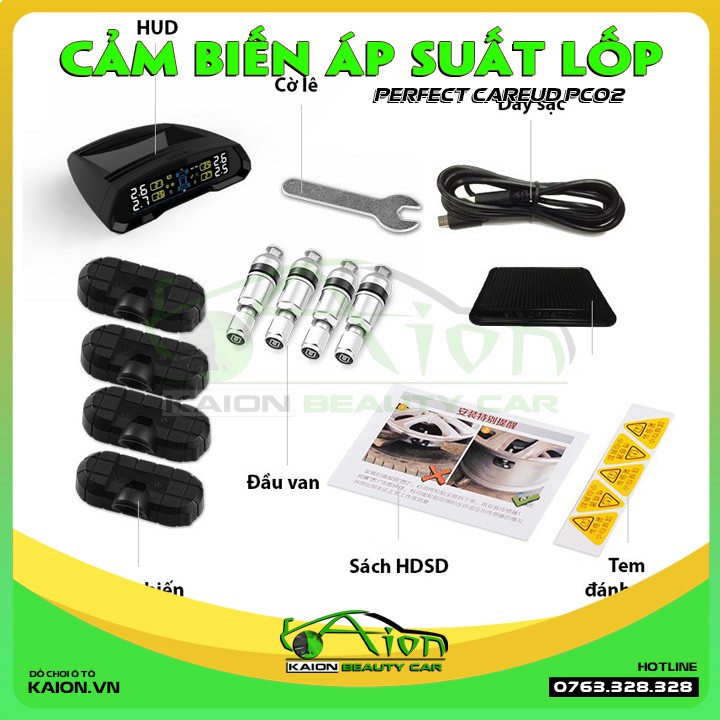 Cảm biến áp suất lốp CareUD PC02 van trong - bộ trung tâm đặt taplo sạc năng lượng mặt trời