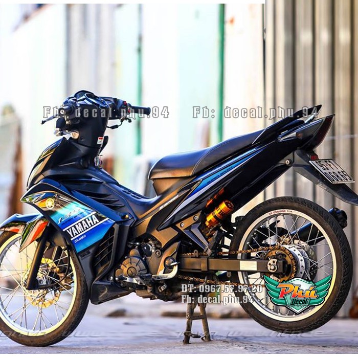 Tem rời Exciter 2011-2014 đen xanh Yamaha (V)