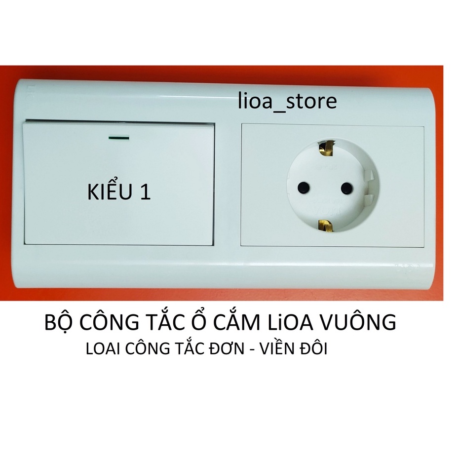 BỘ  CÔNG TẮC Ổ CẮM  LiOA  VUÔNG -  LOẠI CÔNG TẮC ĐƠN VIỀN ĐÔI LẮP CHÌM.