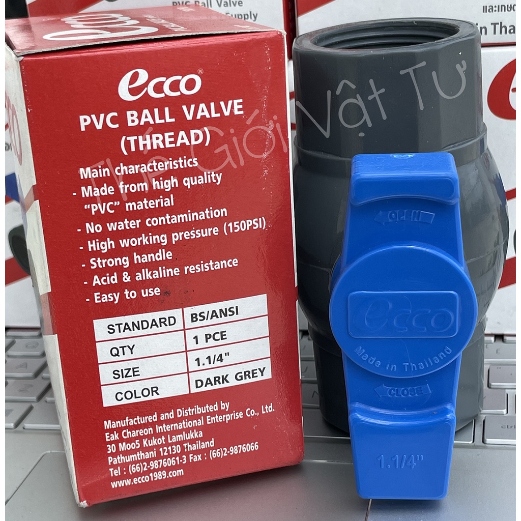 Van khoá nước cao cấp Ecco 2 đầu ren trong phi 42 nhập khẩu từ Thái Lan