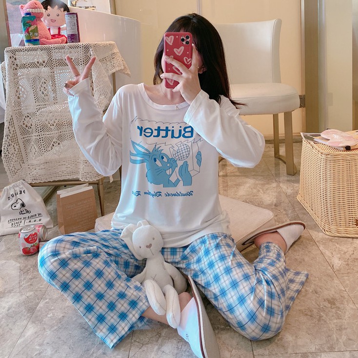 Đồ Bộ Nữ Tay Dài Quần Dài Hoạt Hình Họa Tiết Nhân Vật Dễ Thương TD04 | BigBuy360 - bigbuy360.vn