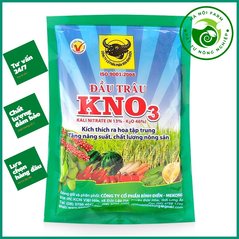 Phân bón đầu trâu kali trắng KNO3 gói 200g- Tăng độ ngọt cây ăn trái, tăng năng suất và chất lượng nông sản