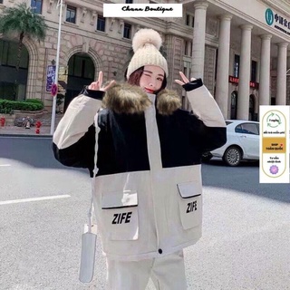 Áo khoác kaki lót lông có mũ