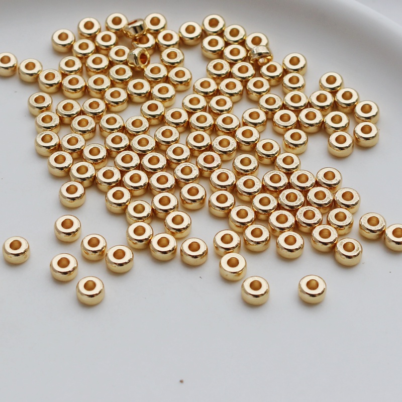 50 Hạt Xâu Làm Trang Sức Bằng Đồng 14K 3*5mm