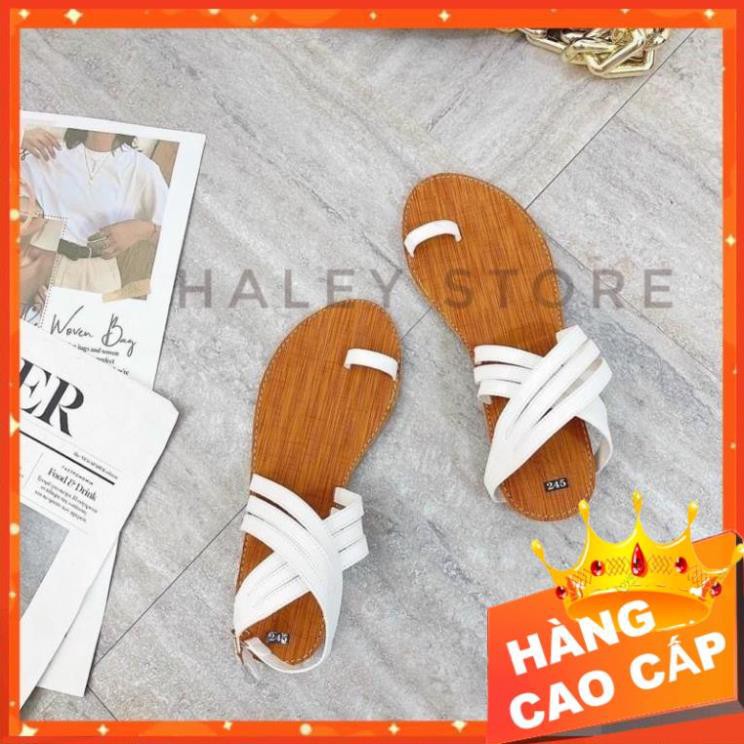 Giày Sandal nữ đế bệt chiến binh xỏ ngón dây mảnh quai chéo hot mùa hè 2021 đi biển đi chơi đi học  HALEY STORE