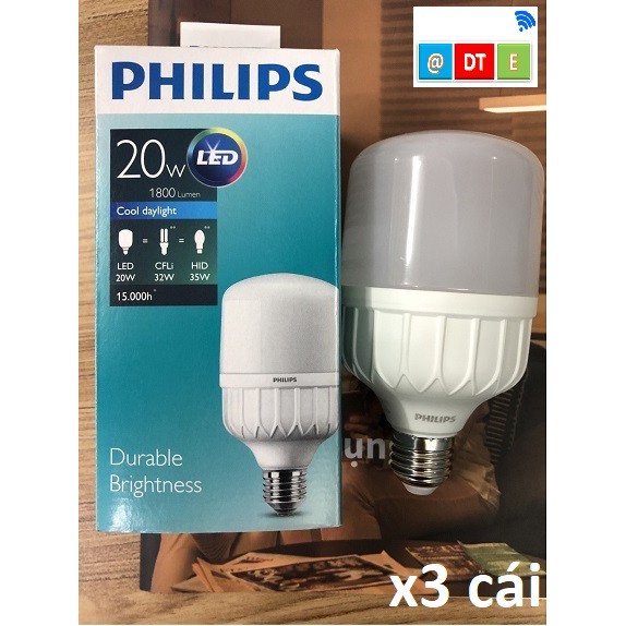 Bóng đèn led bulb trụ 20W giá cho 3 bóng