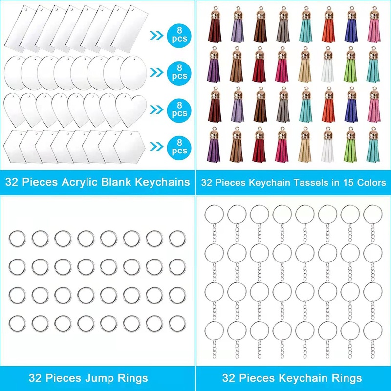 Set 128 Miếng Nhựa Acrylic Làm Móc Khóa / Trang Sức Nhiều Màu Sắc