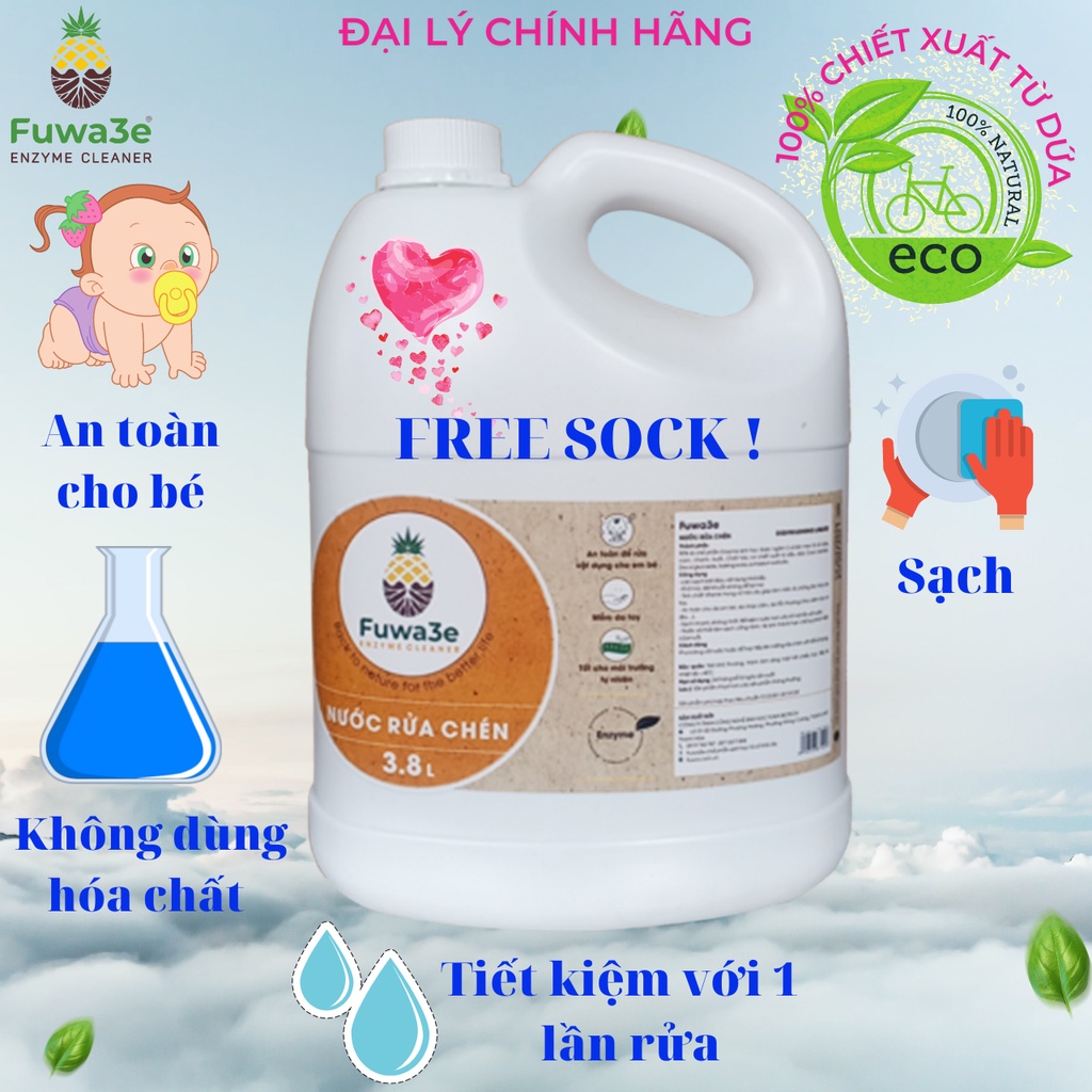 Nước Rửa Chén Fuwa3e 3800ml Hữu Cơ Sạch Kháng Khuẩn Sạch An Toàn Tiết Kiệm Enzyme sinh học