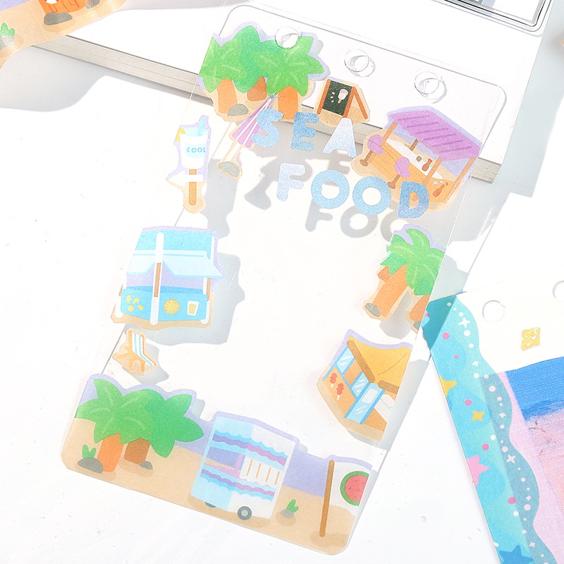 Cuộn Băng Keo Washi Họa Tiết Hòn Đảo / Cá / Hoa Trang Trí Sổ Tay Diy