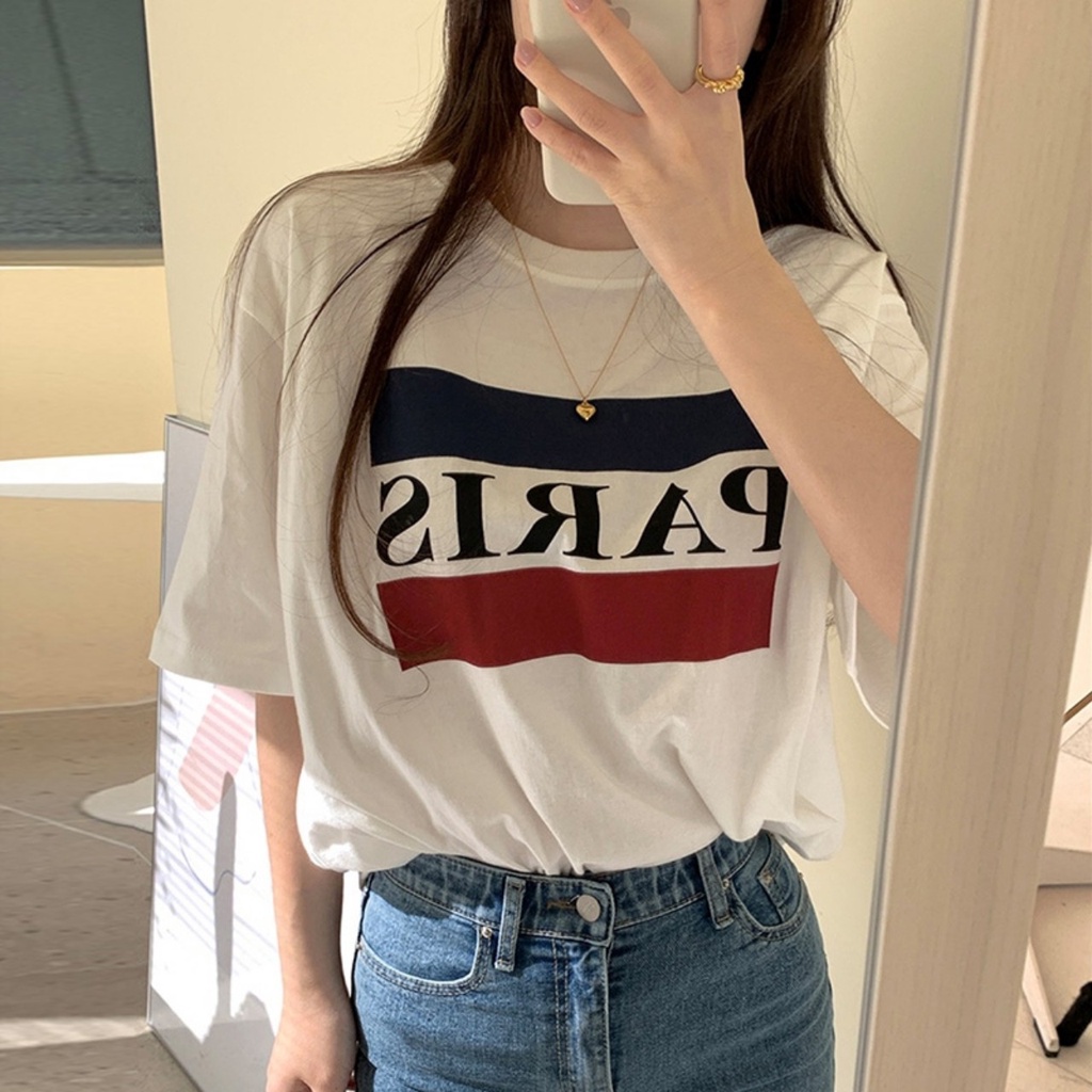 Áo Phông Freesize In Chữ Pháp Chất Cotton Mát Mịn Phong Cách Trẻ Trung Hiện Đại - S73