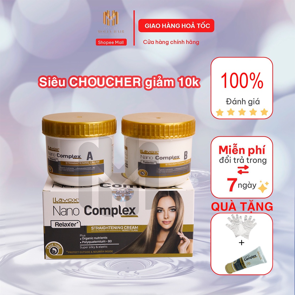 Kem duỗi thẳng tóc,thuốc ép tóc phục hồi, siêu dưỡng tóc tại nhà Lavox Nano Complex thế hệ mới 150mlx2