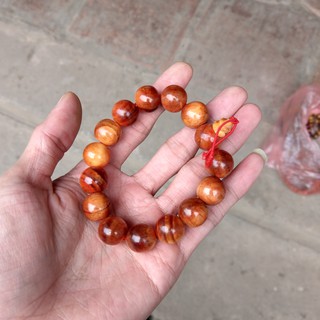 Vòng tay gỗ huyết long - size 14mm - loại hạt tròn, đốt trúc