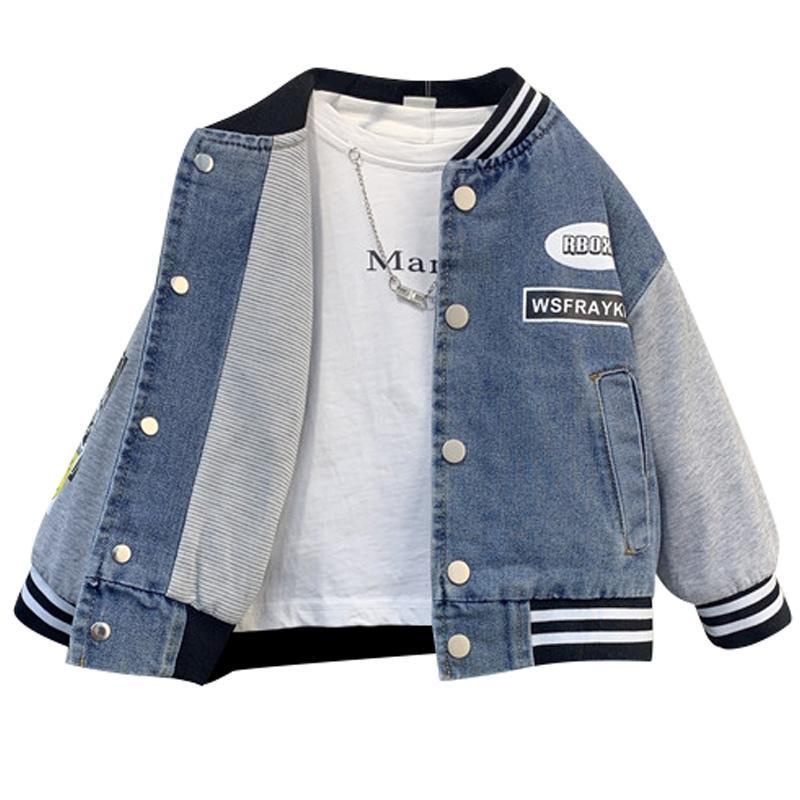 Áo Khoác Bóng Chày Chất Denim Thời Trang Xuân Hè Mới 2022 Cho Bé Trai