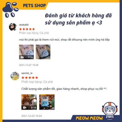 Cát vệ sinh cho mèo Meow Cat hương cà phê | Túi 8L ~ 3.7KG | Cát mèo vón cục thấm hút và khử mùi tốt.