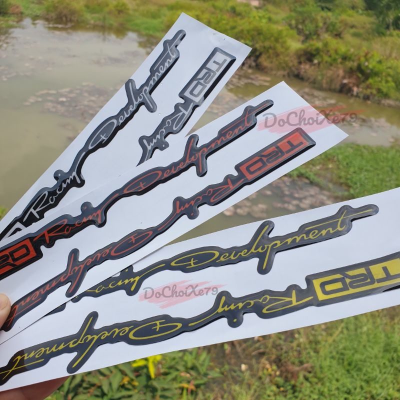 1 Cặp tem nổi chữ TRD Racing Đevelopment dán trang trí phuộc gắp hông xe máy