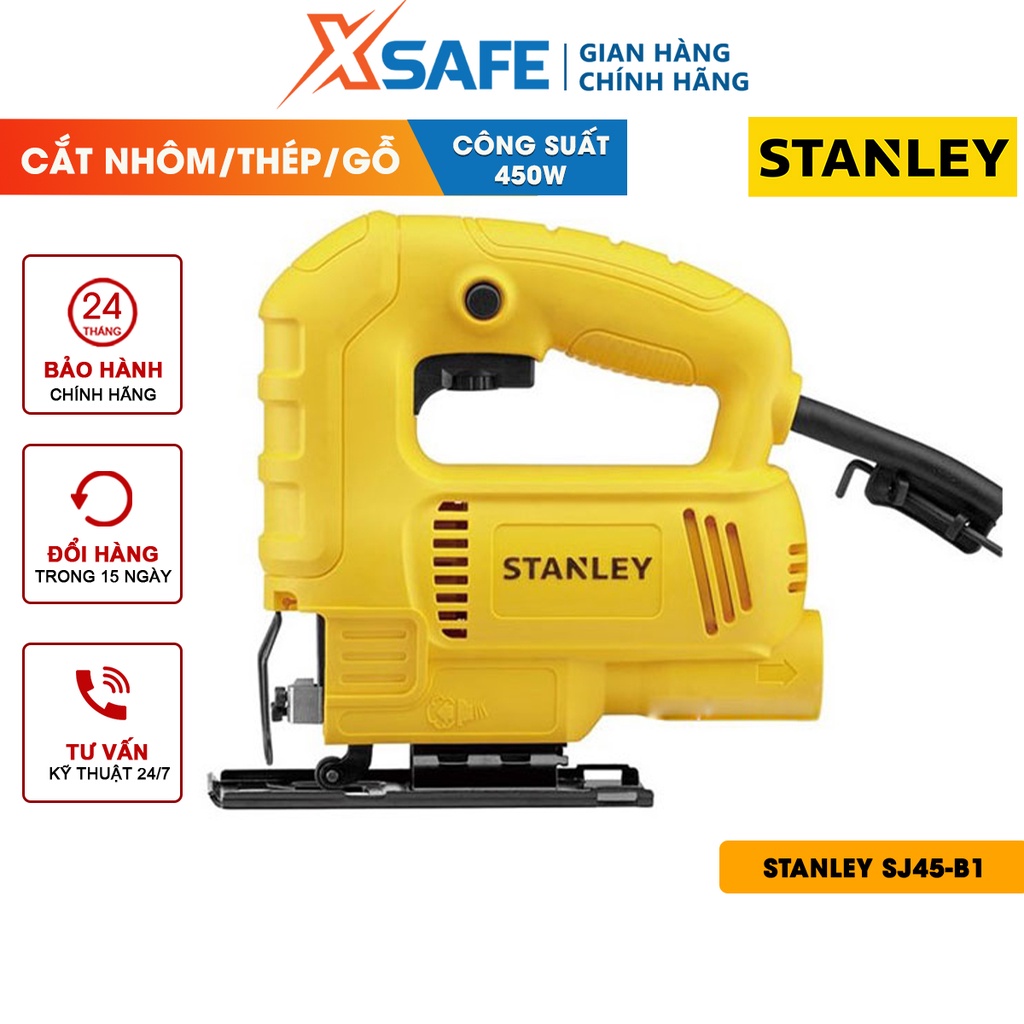 Máy cưa lọng STANLEY SJ45-B1 Máy cưa cầm tay công suất 450W, tốc độ không tài 800-3000 v/p, giảm ồn, rung tối thiểu nhất