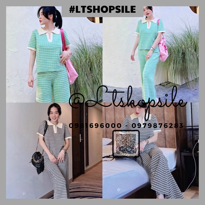 Set Bộ Len Áo Cổ Bẻ Mix Quần Ống Loe Nhẹ Hoạ tiết, Len Mongtoghi Mềm Mỏng