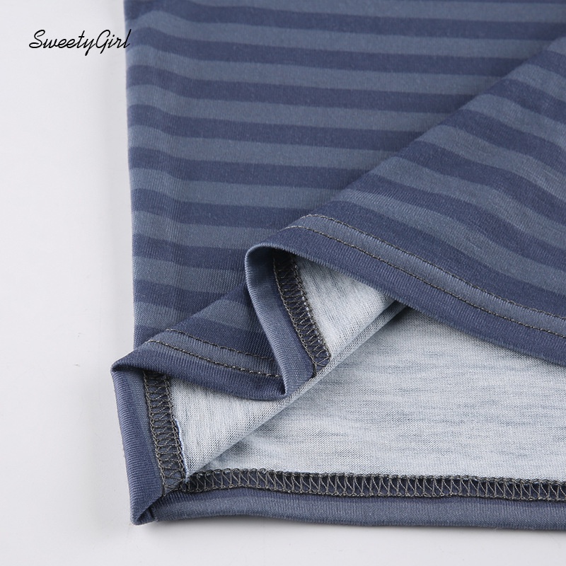 Áo Thun Crop Top Tay Ngắn Cổ Tròn Họa Tiết Kẻ Sọc Thời Trang 2022 Quyến Rũ Cho Nữ