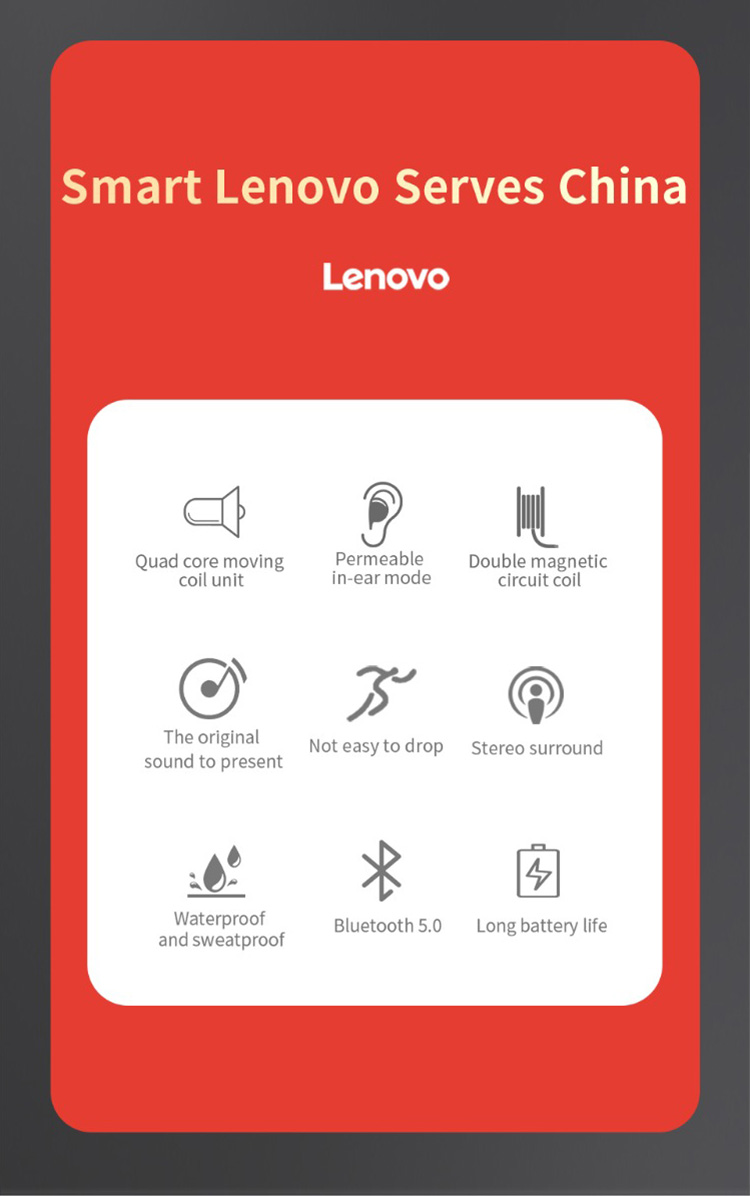 Tai Nghe Bluetooth 5.0 Không Dây Chống Nước Kèm Mic Cho Lenovo Xe66