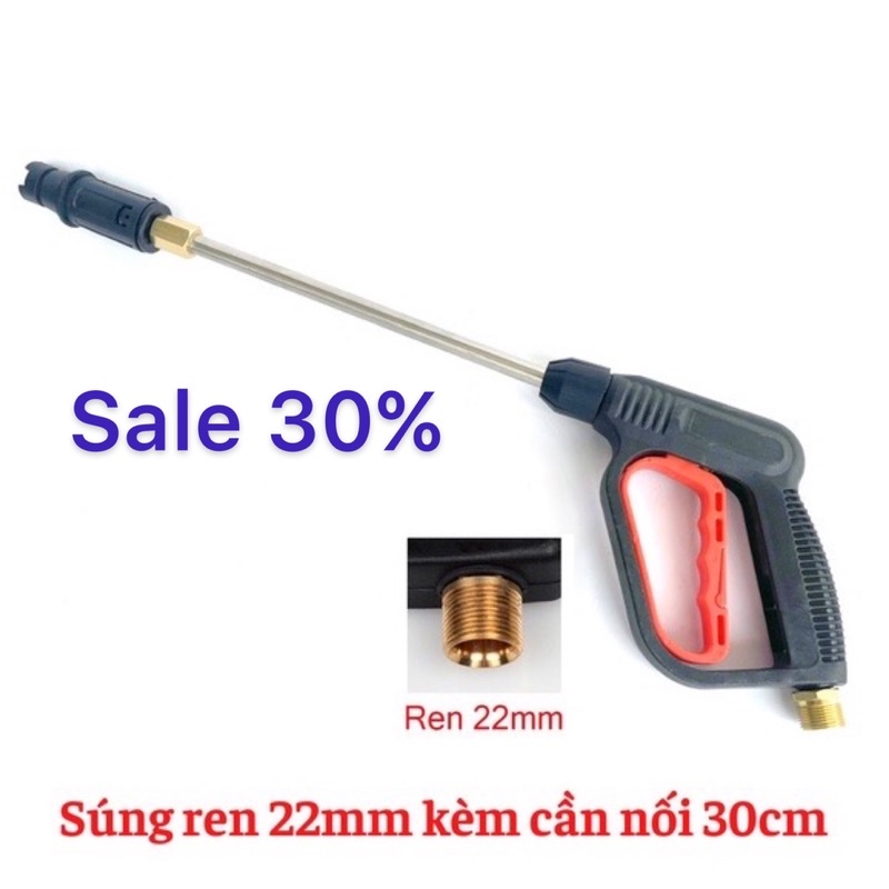 súng rửa xe - Súng phun xịt rửa xe áp lực cao Ren 22mm(cò đỏ)