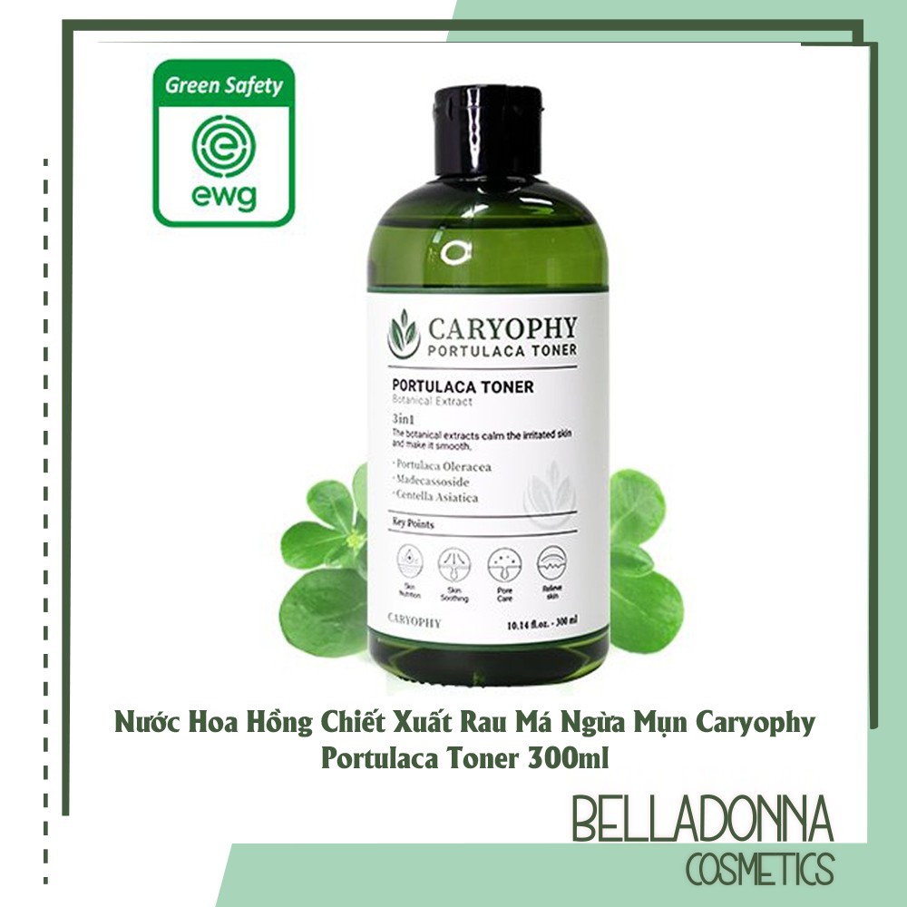 [CHÍNH HÃNG] Nước Hoa Hồng Chiết Xuất Rau Má Ngừa Mụn Caryophy Portulaca Toner 300ml