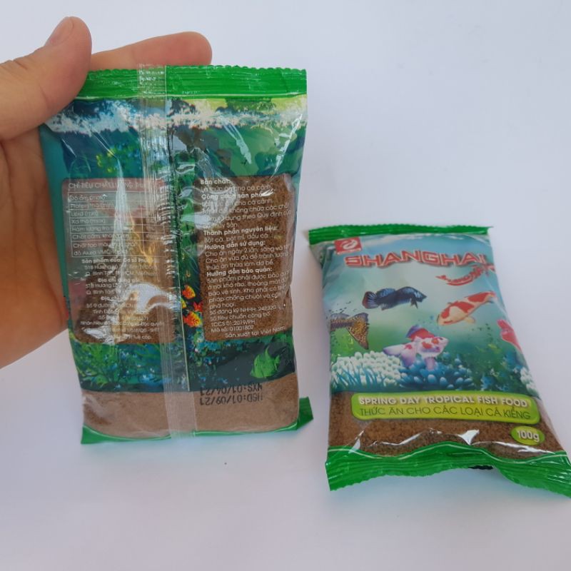 Cám cá ShangHai viên nhỏ 100g. Thức ăn cho cá kiểng lên màu Cám cá giá rẻ Thức ăn cám cá giá rẻ