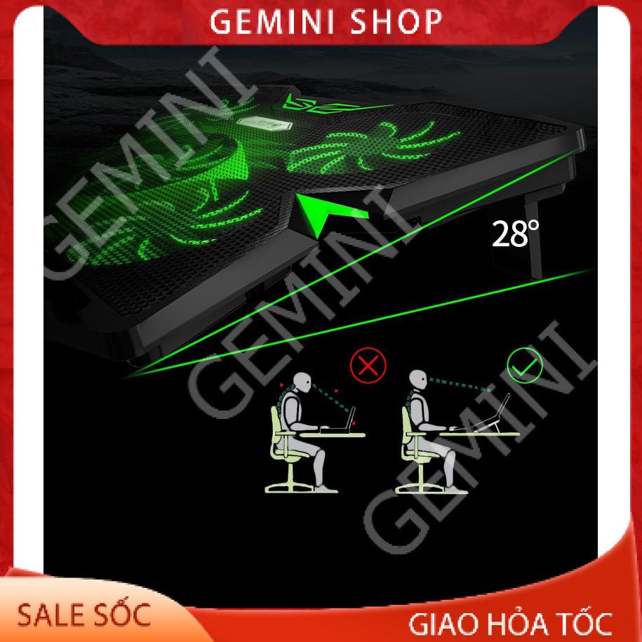 Đế tản nhiệt laptop 5 quạt quạt tản nhiệt gaming 1400RPM chống trượt làm mát nhanh COOL 2S GEMINI SHOP