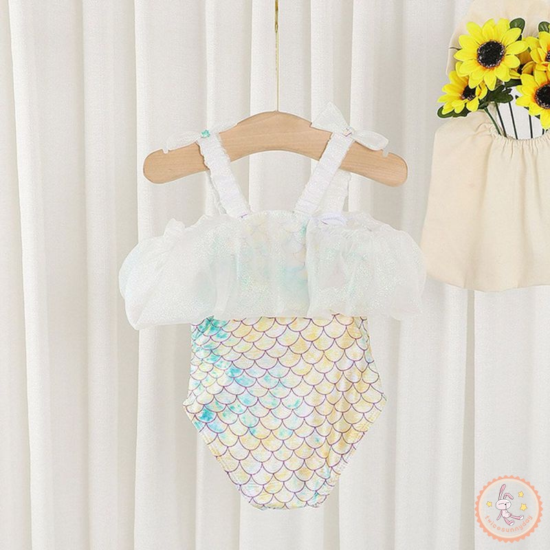 Bộ Đồ Bơi Một Mảnh Không Tay Phối Ren Dành Cho Bé Gái