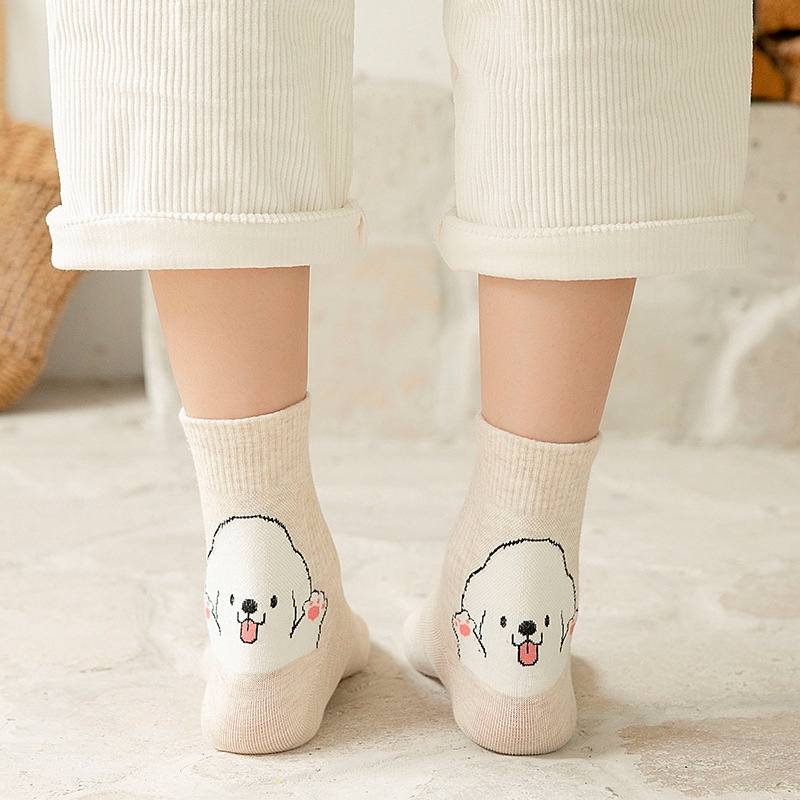 Mới Đôi Vớ Cotton In Hình Chú Chó Dễ Thương Cho Nam Nữ