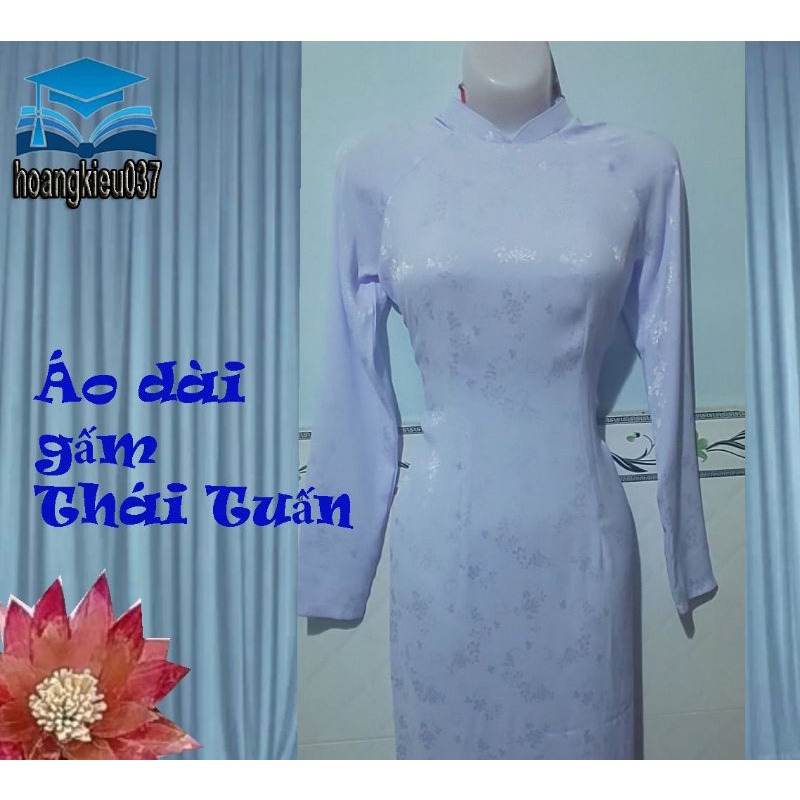 Áo dài học sinh trắng may sẵn gấm Thái Tuấn áo dài truyền thống