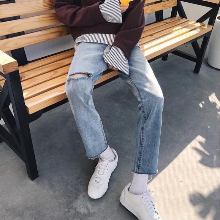 Quần jean nam hàn quốc quần baggy quần jeans unisex Kun Shop * `