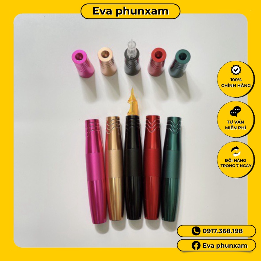 Máy Pen mini 5.0 plus hai đầu phun môi mày mí đi tatto bong đậm kèm nguồn led 7 màu không dùng bàn đạp
