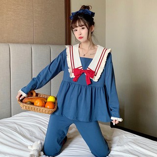 Bộ Đồ Ngủ Tay Dài Cổ Thủy Thủ Kiểu Nhật Bản Dễ Thương Cho Nữ 10.18